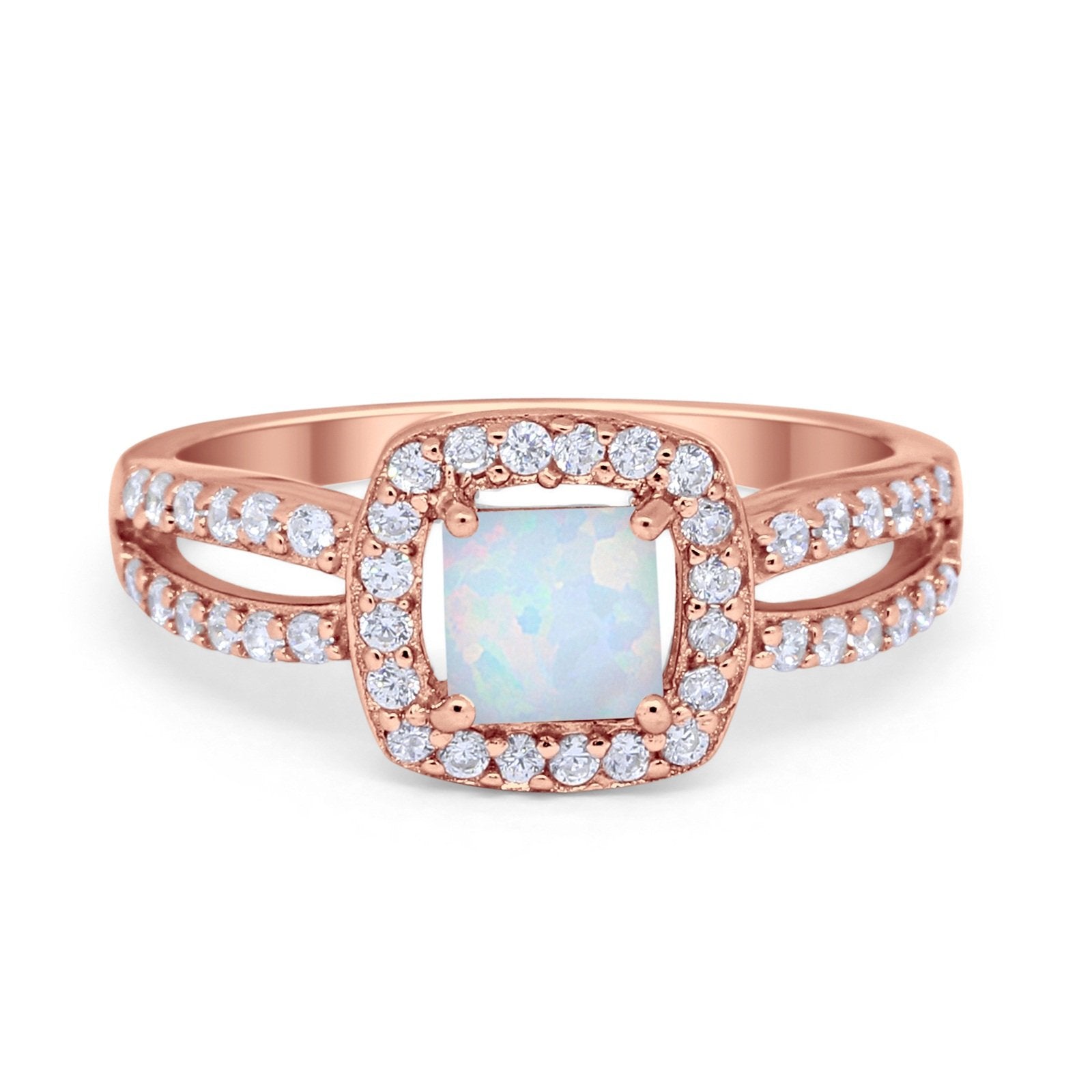 Dazzling Halo Wedding Ring Simulated Cubic Zirconia 925 Sterling Silver