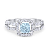 Dazzling Halo Wedding Ring Simulated Cubic Zirconia 925 Sterling Silver
