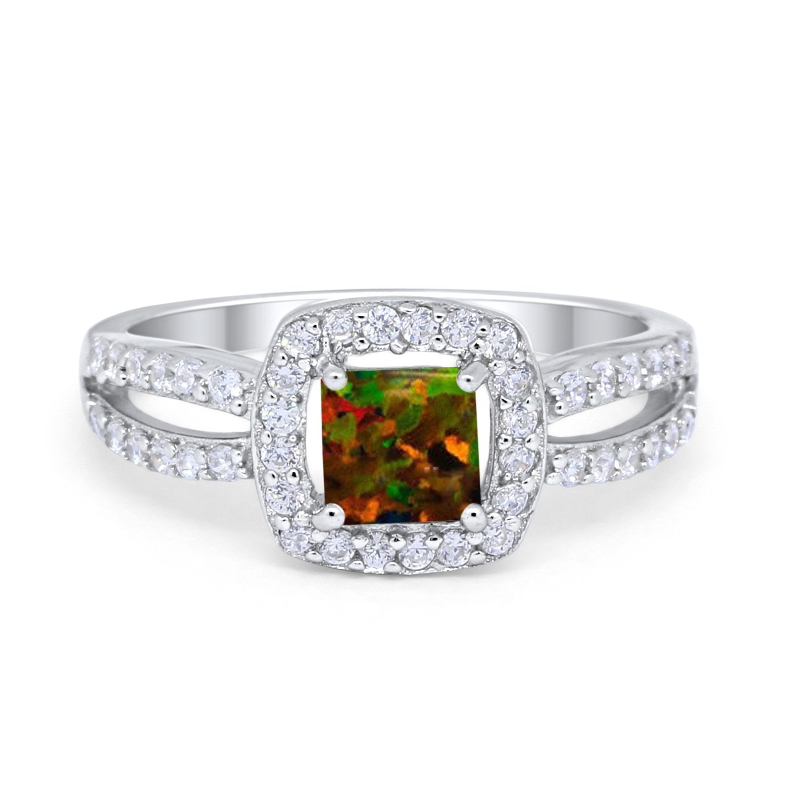 Dazzling Halo Wedding Ring Simulated Cubic Zirconia 925 Sterling Silver