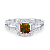 Dazzling Halo Wedding Ring Simulated Cubic Zirconia 925 Sterling Silver