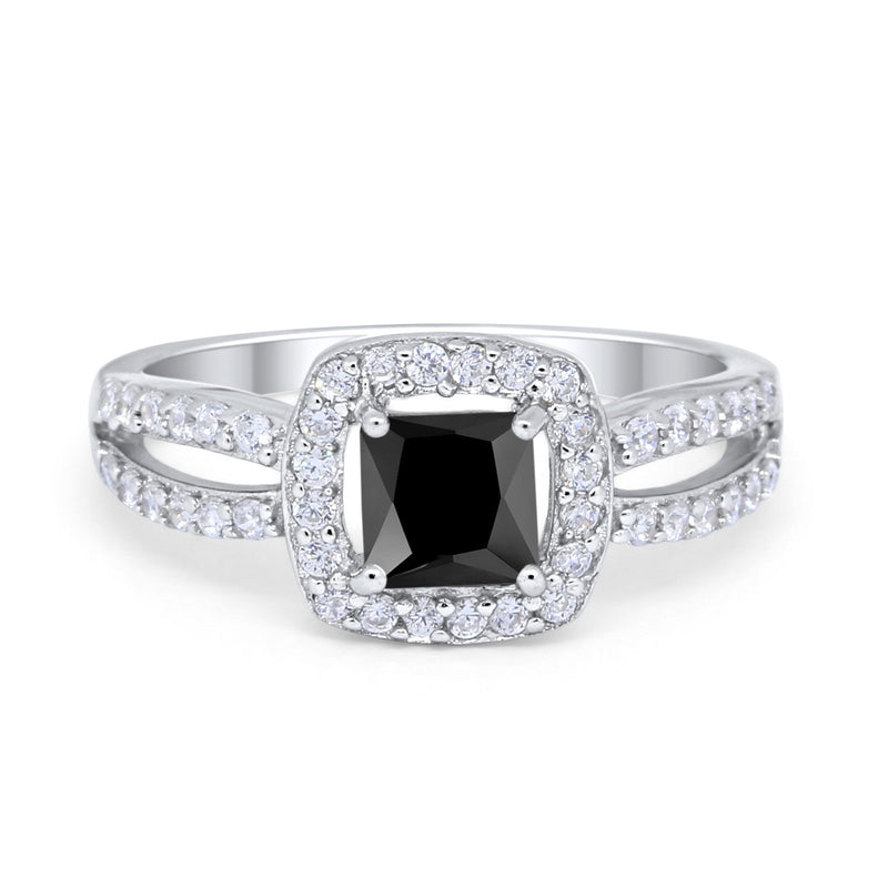 Dazzling Halo Wedding Ring Simulated Cubic Zirconia 925 Sterling Silver
