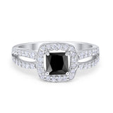 Dazzling Halo Wedding Ring Simulated Cubic Zirconia 925 Sterling Silver