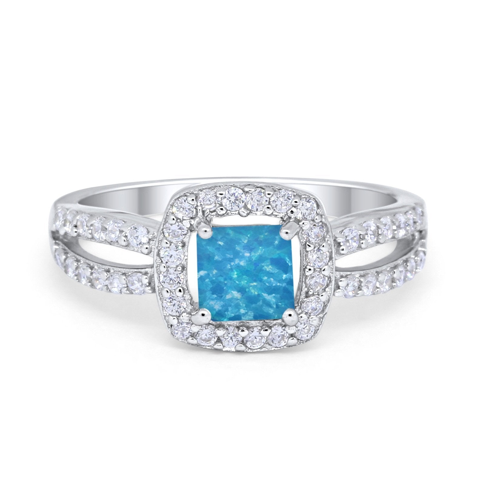 Dazzling Halo Wedding Ring Simulated Cubic Zirconia 925 Sterling Silver