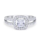 Dazzling Halo Wedding Ring Simulated Cubic Zirconia 925 Sterling Silver