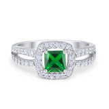 Dazzling Halo Wedding Ring Simulated Cubic Zirconia 925 Sterling Silver