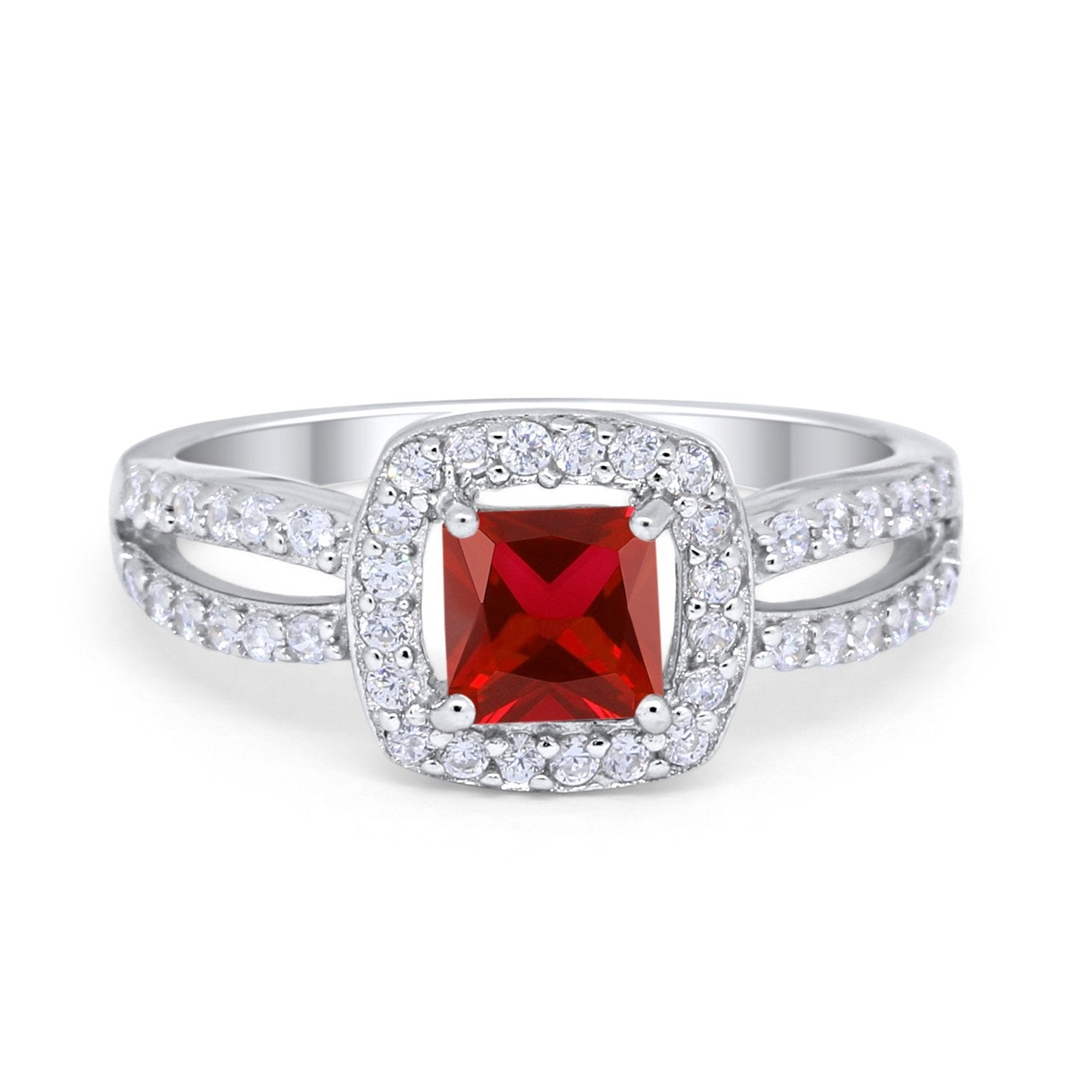 Dazzling Halo Wedding Ring Simulated Cubic Zirconia 925 Sterling Silver