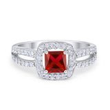 Dazzling Halo Wedding Ring Simulated Cubic Zirconia 925 Sterling Silver