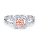 Dazzling Halo Wedding Ring Simulated Cubic Zirconia 925 Sterling Silver