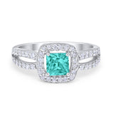 Dazzling Halo Wedding Ring Simulated Cubic Zirconia 925 Sterling Silver