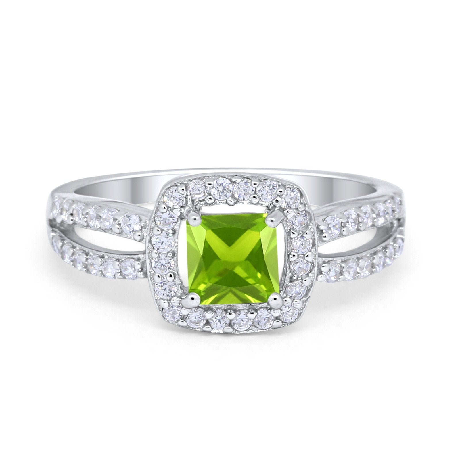 Dazzling Halo Wedding Ring Simulated Cubic Zirconia 925 Sterling Silver
