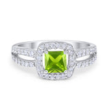 Dazzling Halo Wedding Ring Simulated Cubic Zirconia 925 Sterling Silver