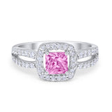 Dazzling Halo Wedding Ring Simulated Cubic Zirconia 925 Sterling Silver