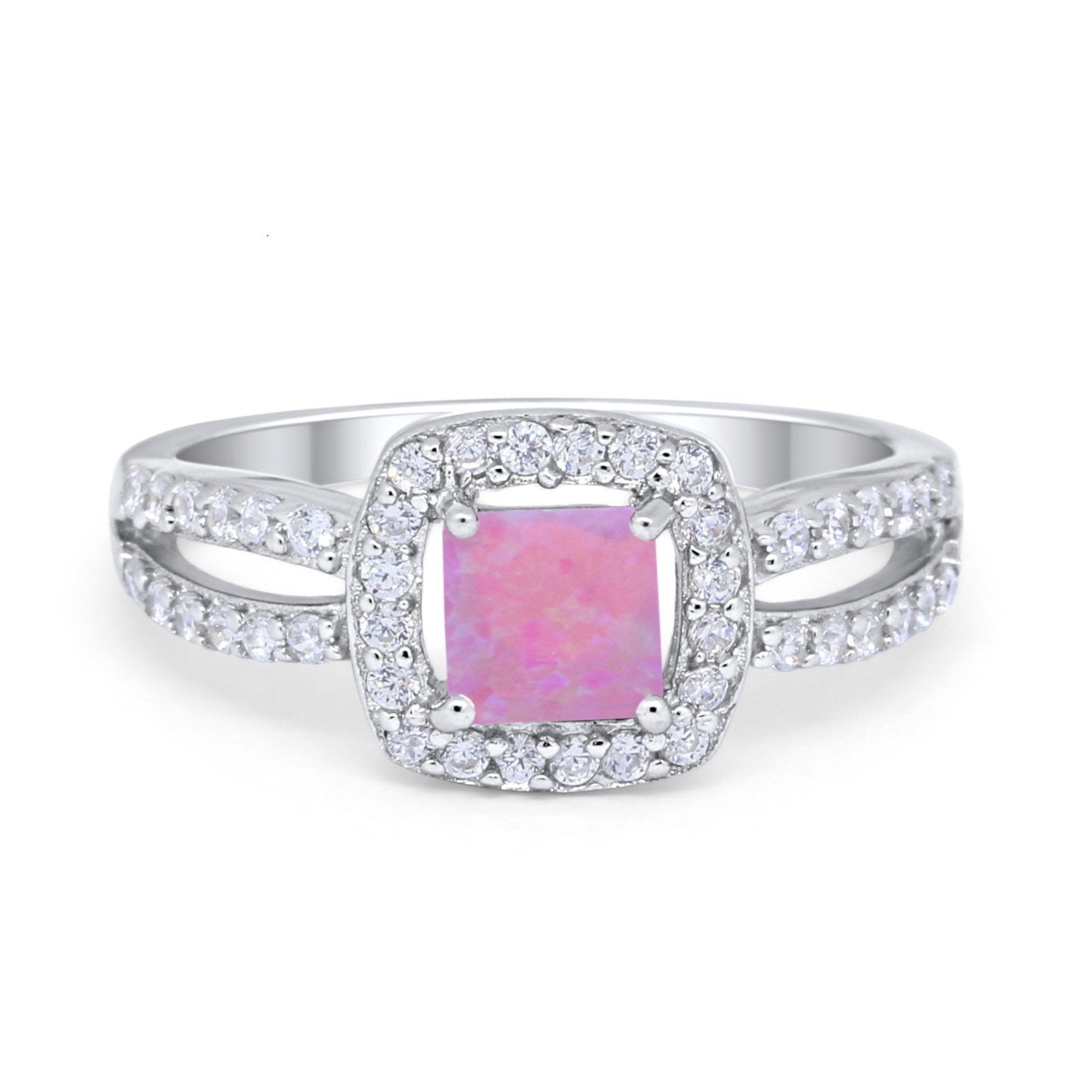 Dazzling Halo Wedding Ring Simulated Cubic Zirconia 925 Sterling Silver