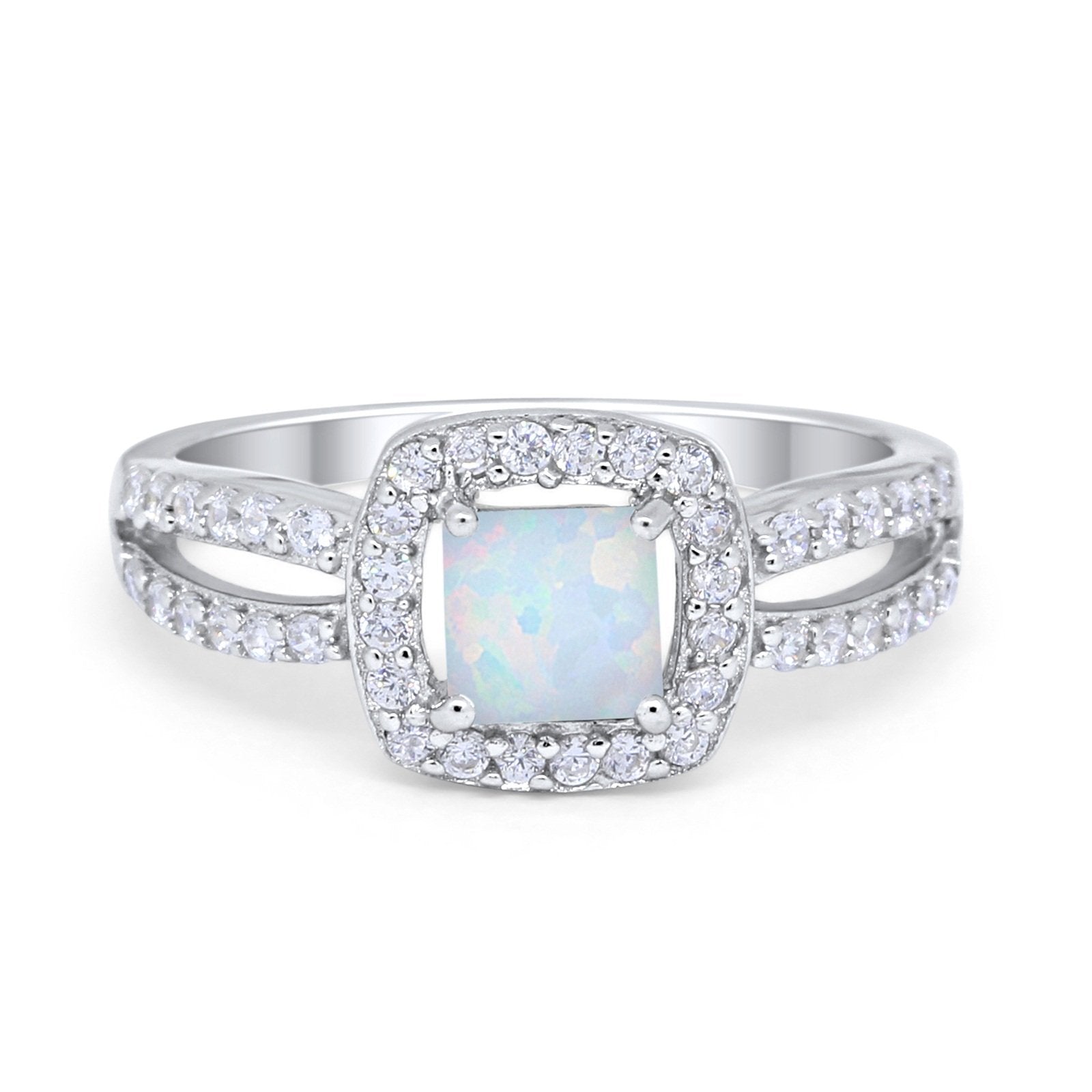 Dazzling Halo Wedding Ring Simulated Cubic Zirconia 925 Sterling Silver