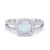 Dazzling Halo Wedding Ring Simulated Cubic Zirconia 925 Sterling Silver