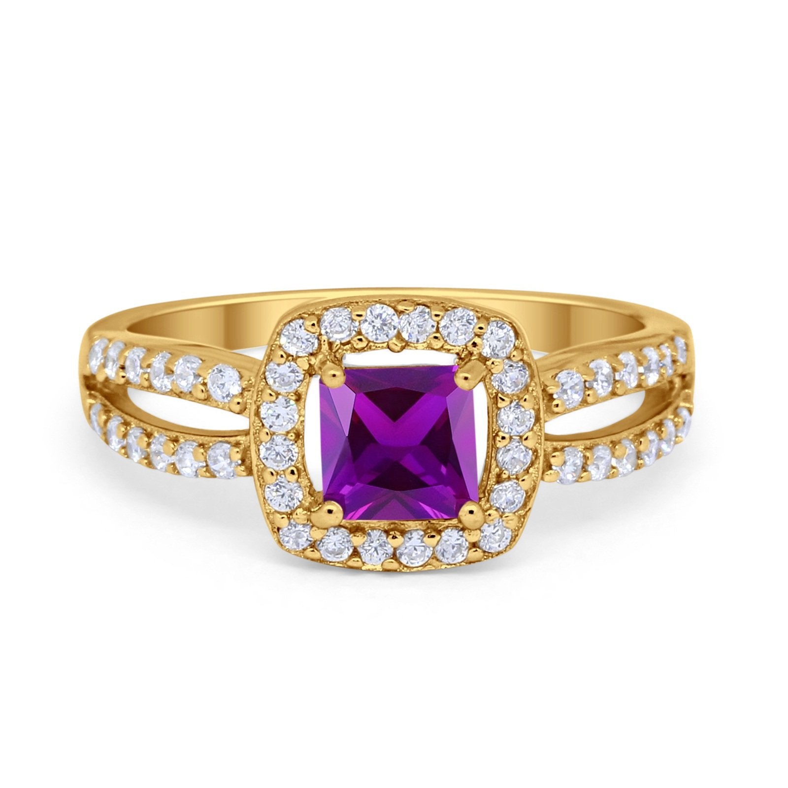 Dazzling Halo Wedding Ring Simulated Cubic Zirconia 925 Sterling Silver