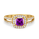 Dazzling Halo Wedding Ring Simulated Cubic Zirconia 925 Sterling Silver