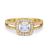Dazzling Halo Wedding Ring Simulated Cubic Zirconia 925 Sterling Silver