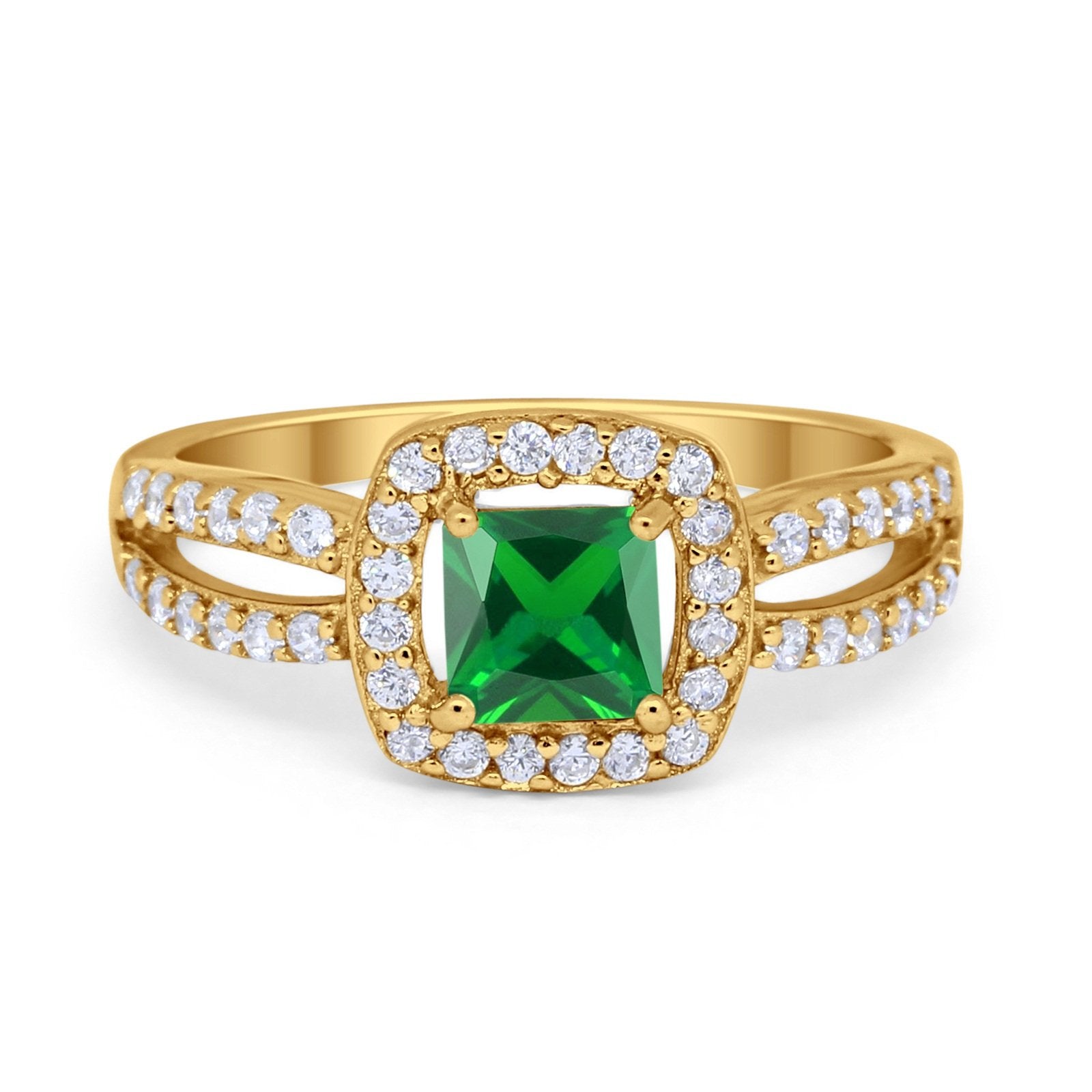 Dazzling Halo Wedding Ring Simulated Cubic Zirconia 925 Sterling Silver