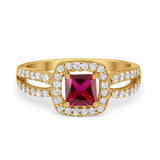 Dazzling Halo Wedding Ring Simulated Cubic Zirconia 925 Sterling Silver
