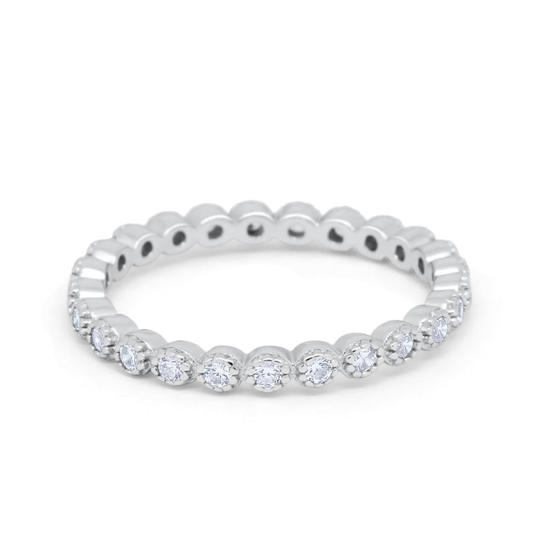 Eternity Stackable Wedding Rings Simulated Cubic Zirconia 925 Sterling Silver