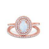 Halo Wedding Piece Bridal Ring Oval Simulated Cubic Zirconia Sterling Silver