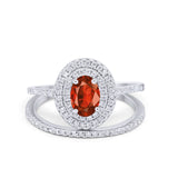 Halo Wedding Piece Bridal Ring Oval Simulated Cubic Zirconia Sterling Silver