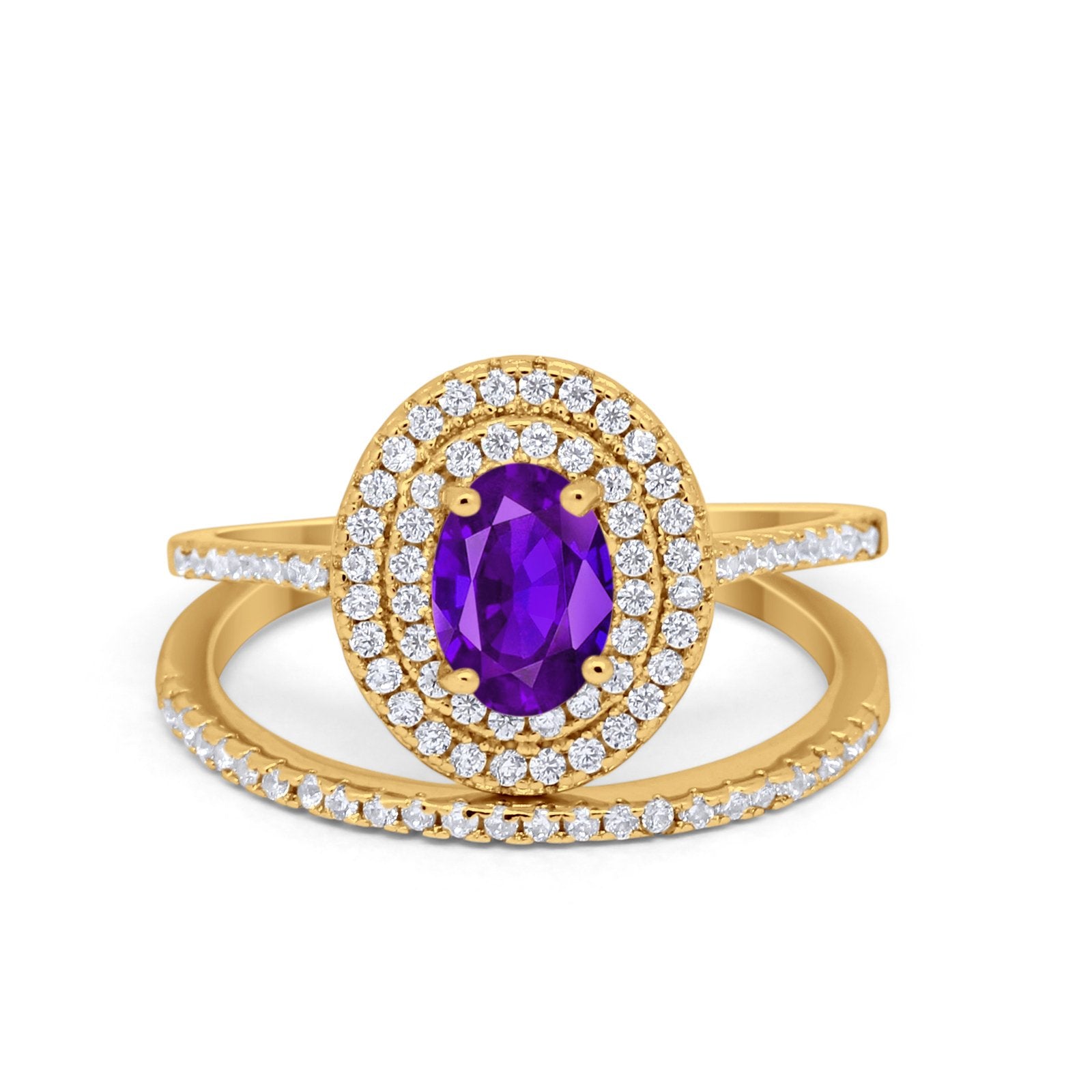 Halo Wedding Piece Bridal Ring Oval Simulated Cubic Zirconia Sterling Silver