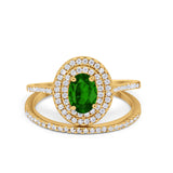 Halo Wedding Piece Bridal Ring Oval Simulated Cubic Zirconia Sterling Silver