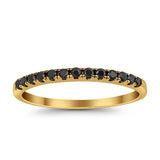 Half Eternity Wedding Ring Round Simulated Jet Black Onyx CZ 925 Sterling Silver