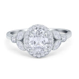 14K Gold Oval Art Deco Engagement Ring Simulated Cubic Zirconia