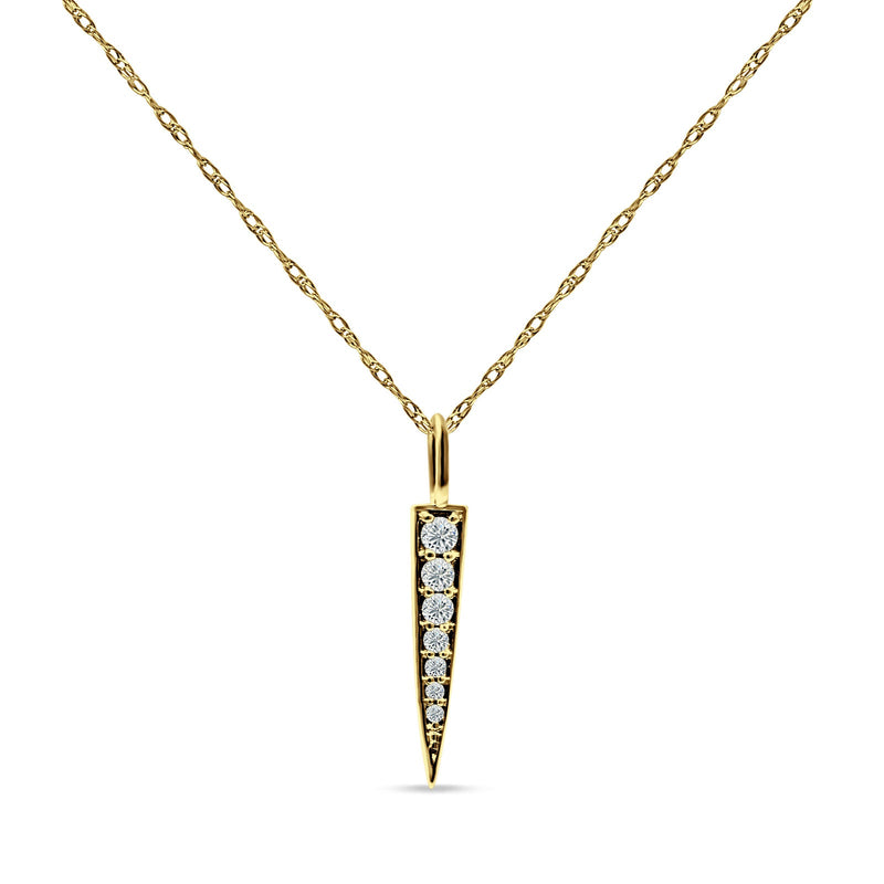 14K Gold 0.11ct Diamond Bar Drop Pendant Chain Necklace 18 In Long