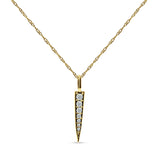 14K Gold 0.11ct Diamond Bar Drop Pendant Chain Necklace 18 In Long