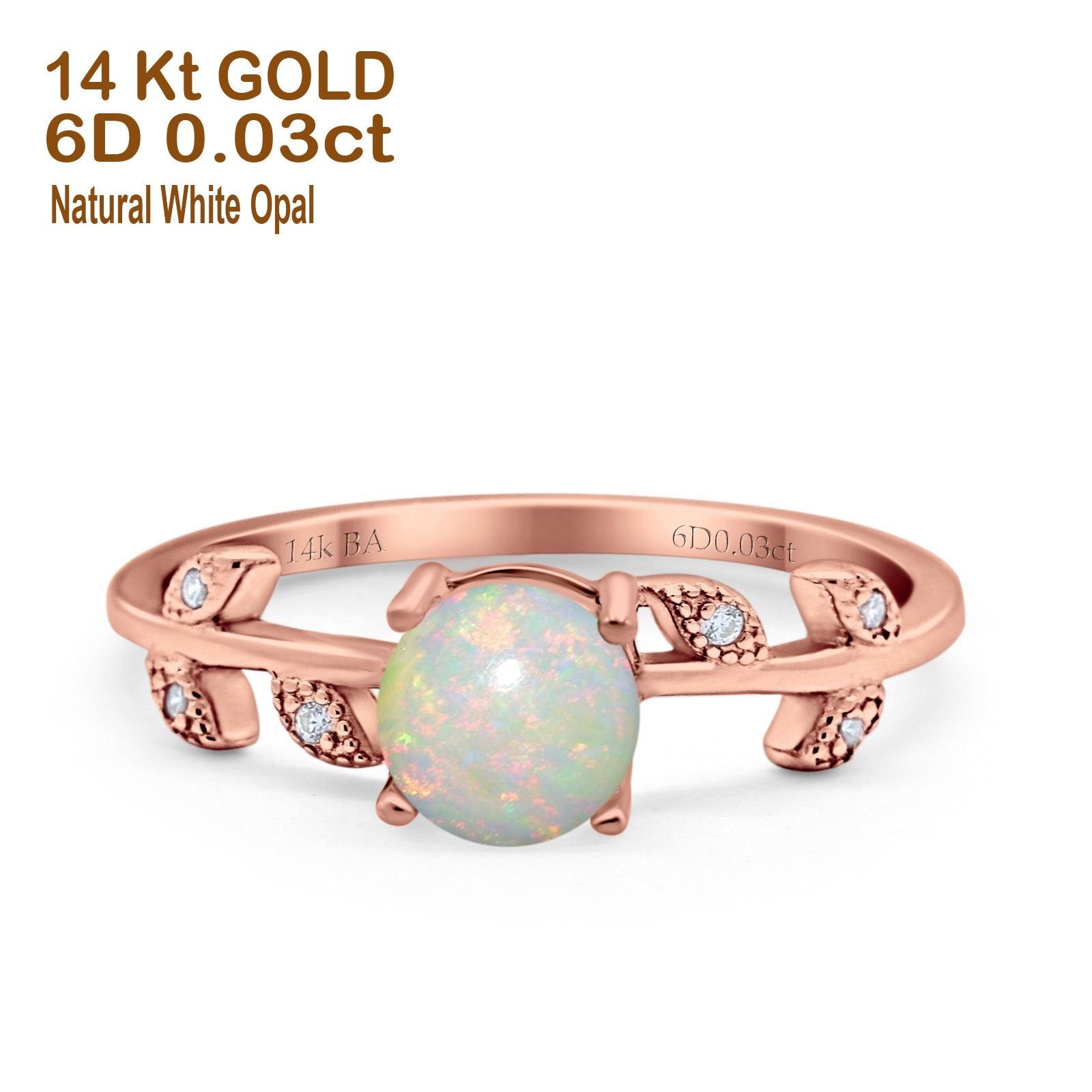 14K Gold 0.87ct Round G SI Diamond Engagement Ring Size 6.5