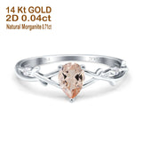 14K Gold 0.75ct Pear Art Deco G SI Diamond Engagement Ring Size 6.5