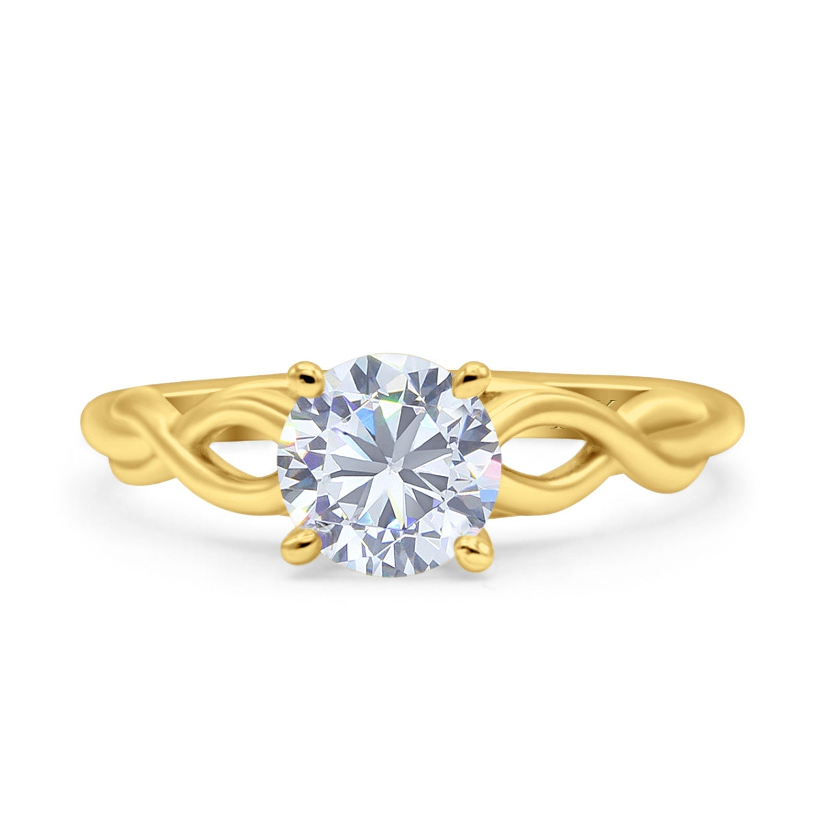 14K Gold Round Solitaire Celtic Cubic Zirconia Engagement Ring
