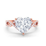 14K Gold Art Deco Heart Promise Twisted Shank Cubic Zirconia Wedding Ring