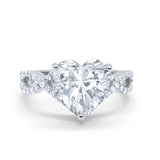 14K Gold Art Deco Heart Promise Twisted Shank Cubic Zirconia Wedding Ring