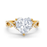 14K Gold Art Deco Heart Promise Twisted Shank Cubic Zirconia Wedding Ring