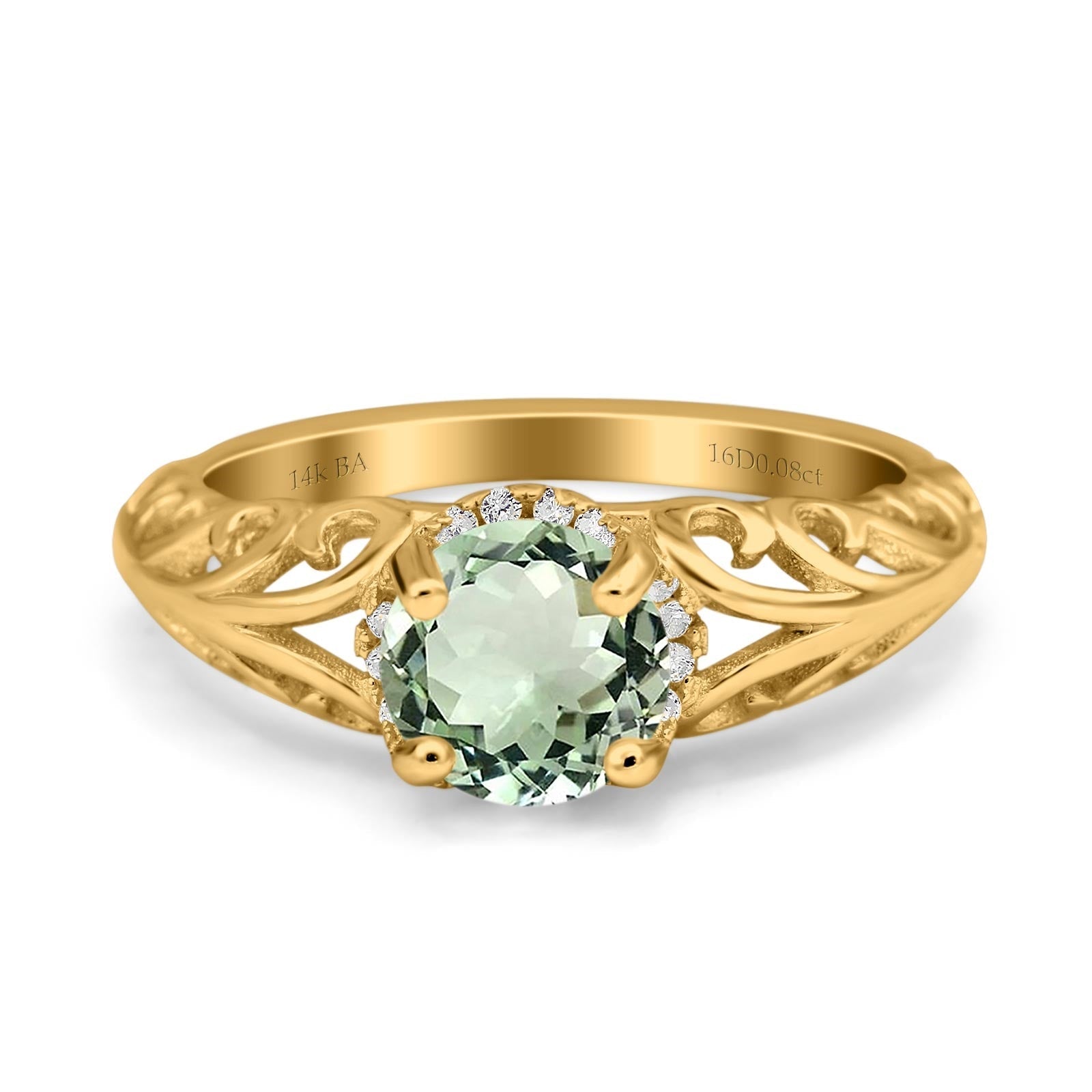 14K Gold 1.11ct Round Art Deco Filigree 6.5mm G SI Diamond Engagement Wedding Ring