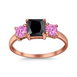 3 Stone Fashion Ring Princess Cut Simulated Cubic Zirconia 925 Sterling Silver