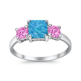 3 Stone Fashion Ring Princess Cut Simulated Cubic Zirconia 925 Sterling Silver