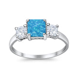 3 Stone Fashion Ring Princess Cut Simulated Cubic Zirconia 925 Sterling Silver