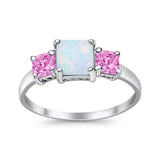 3 Stone Fashion Ring Princess Cut Simulated Cubic Zirconia 925 Sterling Silver