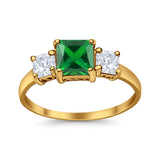 3 Stone Fashion Ring Princess Cut Simulated Cubic Zirconia 925 Sterling Silver