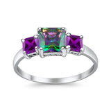 Halo Art Deco Wedding Ring Round Simulated Cubic Zirconia 925 Sterling Silver