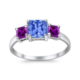 Halo Art Deco Wedding Ring Round Simulated Cubic Zirconia 925 Sterling Silver