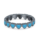 Heart Ring Band Lab Created Opal 925 Sterling Silver (4mm)