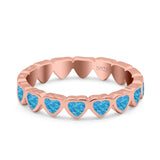 Heart Ring Band Lab Created Opal 925 Sterling Silver (4mm)