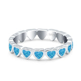 Heart Ring Band Lab Created Opal 925 Sterling Silver (4mm)